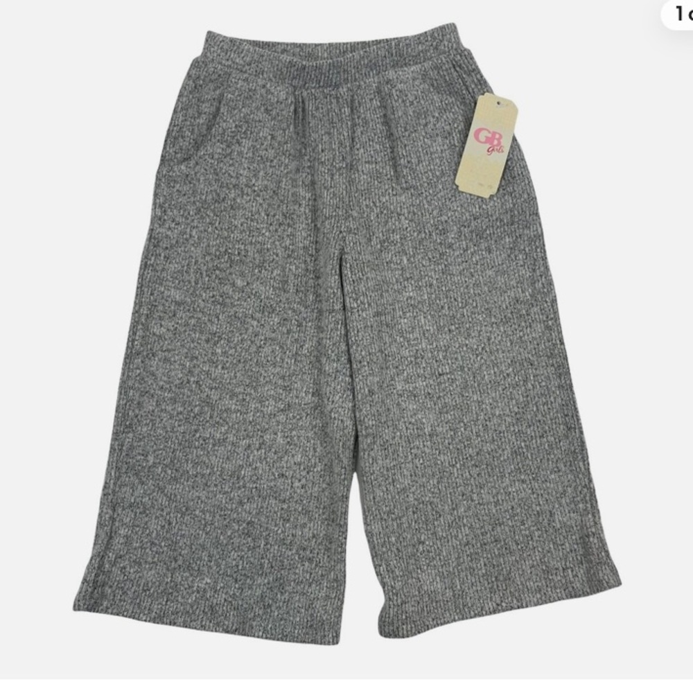 GB Gianni Bini Girls Knit Gray Wide Leg Elastic Waist Gaucho Pants size 2T